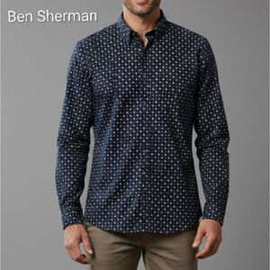 NEW Ben Sherman Signature Logo Mod Target Casual Button Down Shirt M Polka Dot